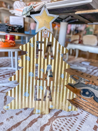 Xmas Tree Tin Easel Decor