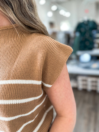 The Millie Camel Stripe Sweater Top