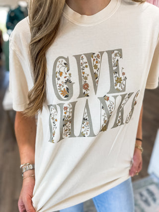 Floral Give Thanks Graphic Tee