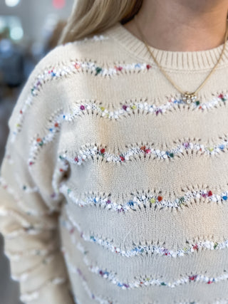 Oatmeal Confetti Cloud Long Sleeve Sweater