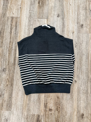 Black Stripe Mock Neck Basic Blouse