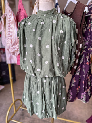 Olive Dot To Be Darling Bubble Mini Dress