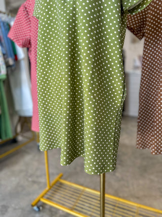 Martini Olive Go-To Polka Dot Half Zip Mini Dress