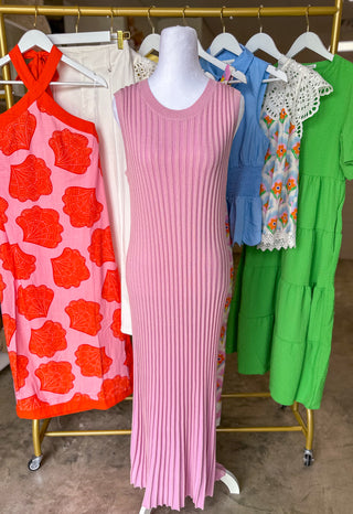 Pink All My Love Ribbed Midi Dress