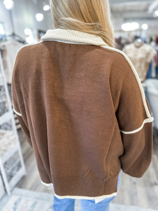The Mocha Cream Half-Zip Sweater