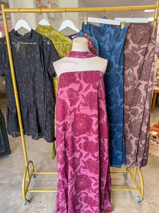 Bordeaux Blooms Maxi Dress