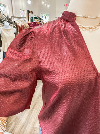 Burgundy Love Story Short Sleeve Top