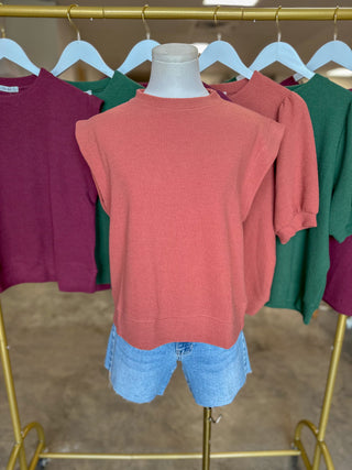 Burnt Orange Cloudy Knit Muscle Sleeve Top