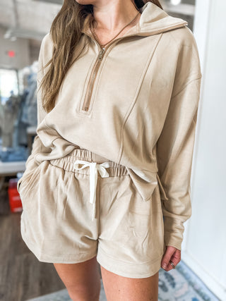 The Jet Set Beige Long Sleeve & Shorts SET