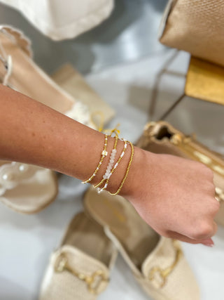 Sienna Pearl & Gold Beaded Bracelet Set