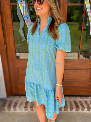 Green Nancy Garden Lace Mini Dress