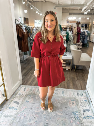 The Burgundy Getaway Mini Dress