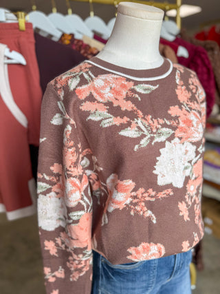 Brown & Pink Vintage Bloom Sweater
