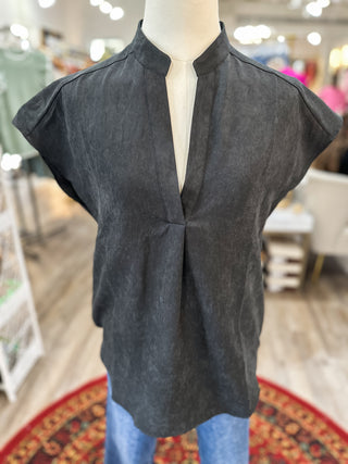 DOORBUSTER: Black Soft Matte Drop Shoulder Blouse