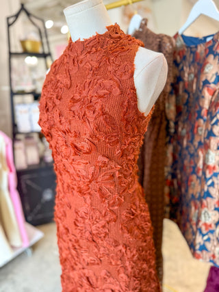 Rust Textured Edge Maxi Dress