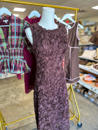 Brown Genevieve Textured Midi Dress