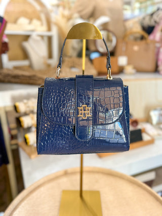 Navy Patent EC Tucker Handbag | Caroline Hill