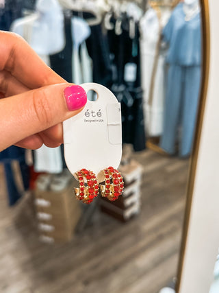 3 Row Red Rhinestone .75" Hoop Earring - Everyday EDEN Boutique & Gifts