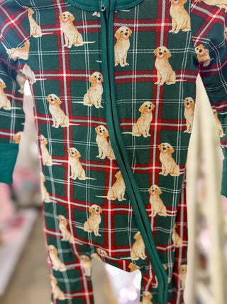 Country Christmas Retrievers 2-Way Zip Footie