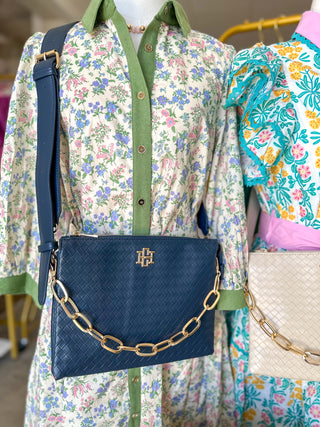Woven Navy Ariana Crossbody | Caroline Hill
