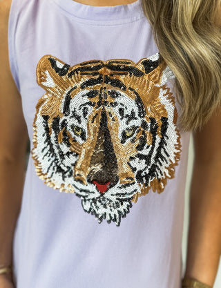 Lavender Gameday Sparkle Tiger Head Tank