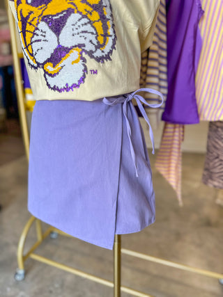 Lavender Just Because Tie Wrap Skort