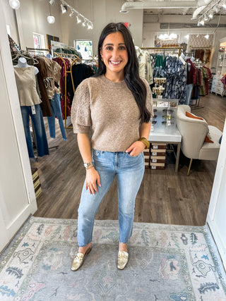 Mocha Textured Threads Sweater Top