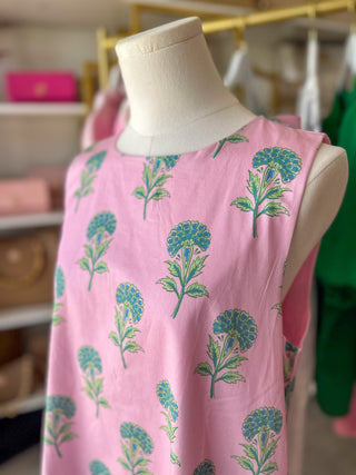 The Easy Pink Floral Tie Neck Mini Dress