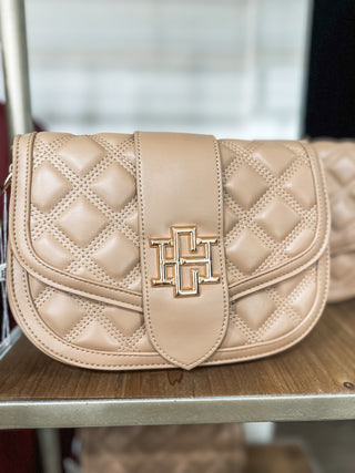 Latte Griffin Diamond Quilted Crossbody