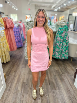 Pink Sweet Caroline Faux Skirt Shift Mini Dress