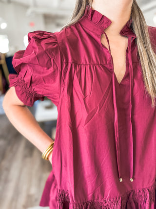 The Crisp Mornings Burgundy Mini Dress