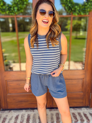 Denim Blue Slow Mornings Stripe Set