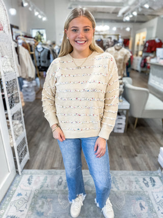 Oatmeal Confetti Cloud Long Sleeve Sweater