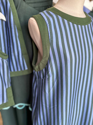 Hunter Green Contrast Striped Easy Going Mini Dress