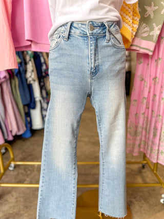 Elizabeth Light Wash Cropped Flare Jeans