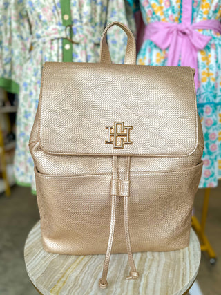 Woven Gold Bennett Backpack | Caroline Hill