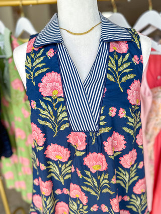 Navy Sweet Afternoon Floral Mini Dress