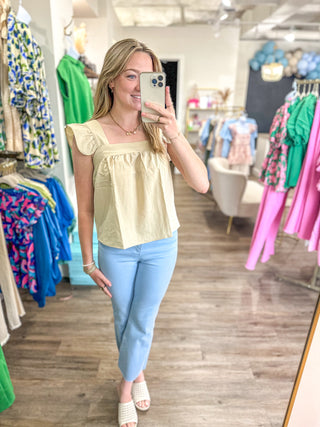 Light Khaki Toes in the Sand Square Neck Top