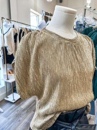 Gold Living in Luxury Shine Round Neck Top