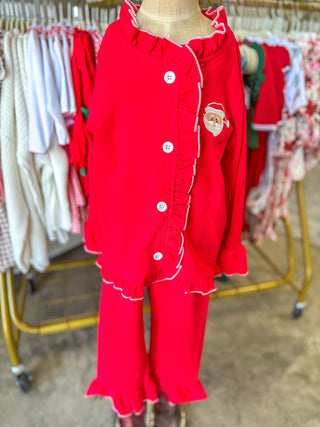 Christmas Red Girls Embroidered Pajamas