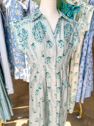 Blue Lovely Little Petals Midi Dress
