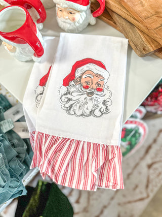 Santa Ruffle Hand Towel White/Red