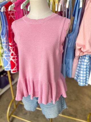 Light Pink Soft & Sweet Peplum Top