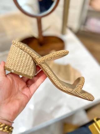 Naturally Embellished Rope-Wrapped Block Heel