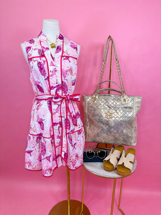 Pink Kiss & Tell Belted Mini Dress