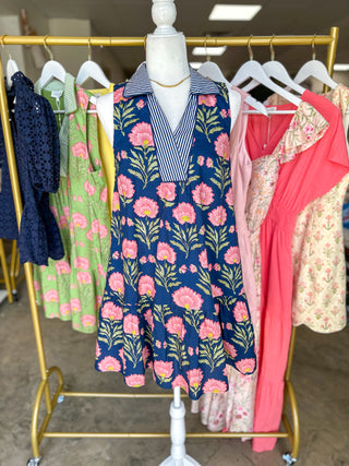 Navy Sweet Afternoon Floral Mini Dress