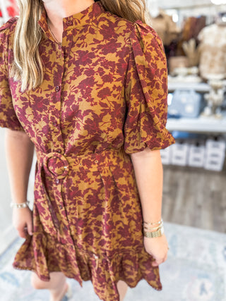 Brown Falling For You Mini Dress