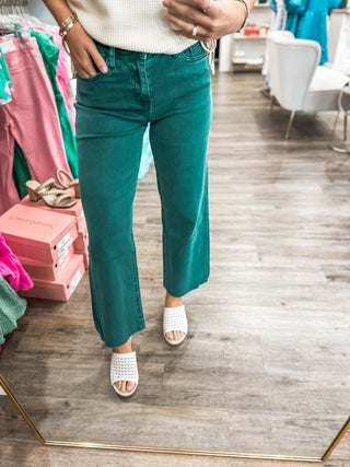 Mallard Green My Way High Rise Cropped Wide Leg Jeans