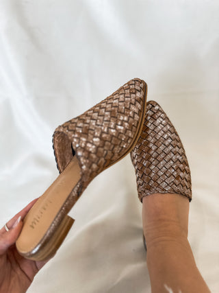 Brown Alice Well Done Woven Pointy Toe Mules