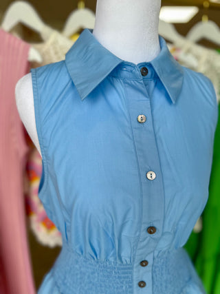 Light Blue Sweet Scalloped Peplum Top